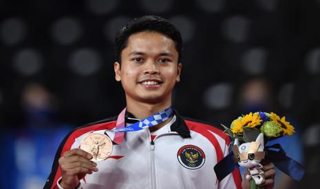 Pebulu tangkis tunggal putra Indonesia Anthony Sinisuka Ginting.