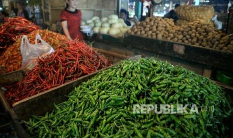  Pedagang cabai di pasar tradisional.