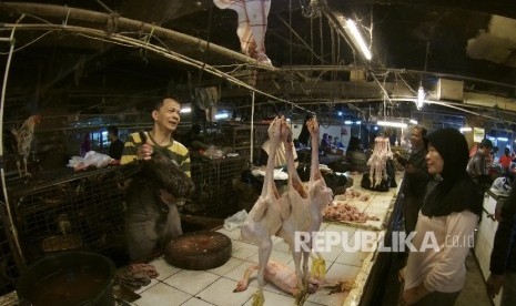 Ilustrasi pedagang daging ayam.