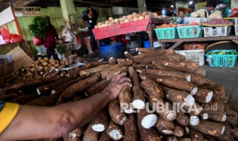 Pedagang menata singkong yang dijual (ilustrasi). Warga Penajam didorong untuk mendiversifikasi pangan.