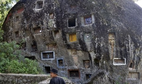 Pekuburan Batu Lokomata, di Toraja, Utara, Sulawesi Selatan, Ahad (16/8).