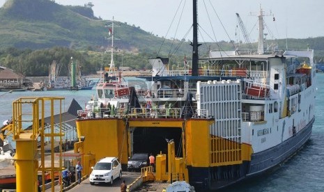 Pelabuhan Bakauheni, Lampung, Rabu (23/7).(Republika/Prayogi)