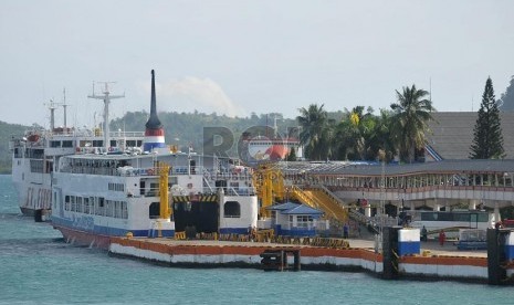 Pelabuhan Bakauheni, Lampung, Rabu (23/7).(Republika/Prayogi)