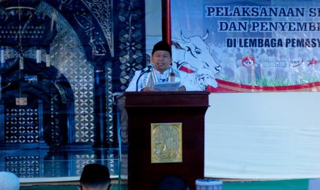 Pelaksanaan shalat Idul Adha di Lapas Kelas II B Sukabumi dilanjutkan penyembelihan hewan kurban, Jumat (31/7). 