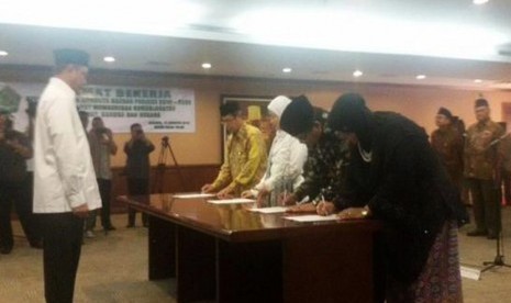 Pelantikan & pengambilan sumpah pengurus BAZNAS Periode 2015-2020 di Kementerian Agama , Jakarta, Rabu (19/8).