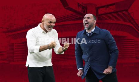 Pelatih AC Milan Stefano Pioli (kiri) dan pelatih Hellas Verona Igor Tudor akan beradu taktik pada laga Seri A Italia.