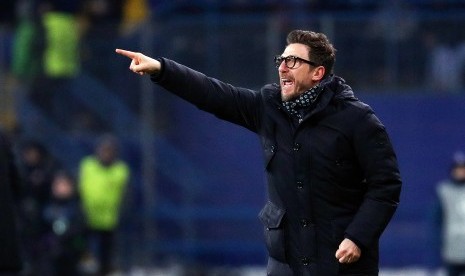 Pelatih AS Roma Eusebio Di Francesco.