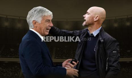 Pelatih Atalanta Gian Piero Gasperini (kiri) dan pelatih Ajax Erik ten Hag.