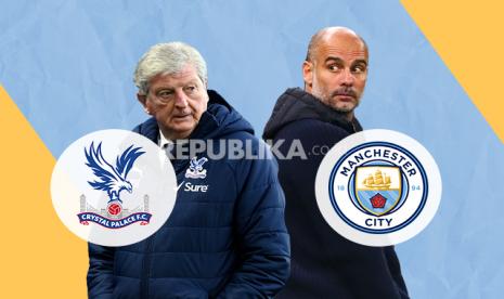 Pelatih Crystal Palace Roy Hodgson (kiri) akan beradu taktik dengan pelatih Manchester City Pep Guardiola.