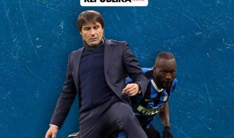 Pelatih Inter Milan Antonio Conte dan striker andalannya, Romelu Lukaku.