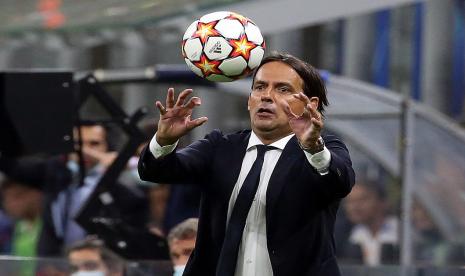 Pelatih Inter Milan Simone Inzaghi saat lawan Real Madrid.