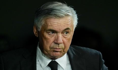 Pelatih kepala Real Madrid Carlo Ancelotti jelang pertandingan sepak bola La Liga Spanyol antara Real Madrid melawan Mallorca di stadion Bernabeu di Madrid, Spanyol, Rabu, 22 September 2021.