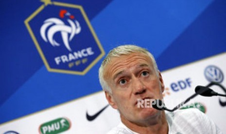 Pelatih Kepala Timnas Prancis Didier Deschamps saat Konferensi Pers di Allianz Riviera stadium Nice Prancis.