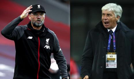 Pelatih Liverpool Jurgen Klopp dan Pelatih Atalanta Gian Piero Gasperini