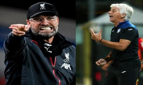 Pelatih Liverpool Jurgen Klopp dan Pelatih Atalanta Gian Piero Gasperini