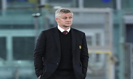 Pelatih Manchester United (MU) Ole Gunnar Solskjaer dalam pertandingan leg kedua semifinal Liga Europa vs AS Roma.