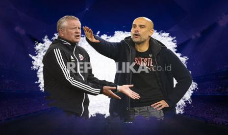 Pelatih Sheffield United Chris Wilder (kiri) dan pelatih Manchester City Pep Guardiola.