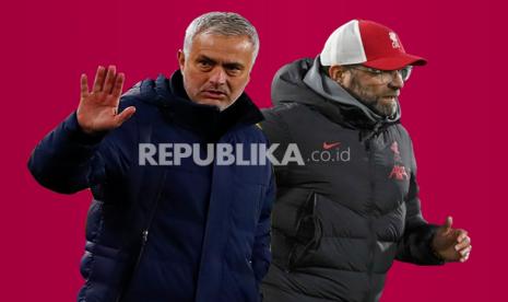 Pelatih Tottenham Hotspur Jose Mourinho (kiri) dan manajer Liverpool Juergen Klopp.