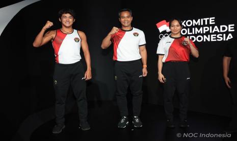 Peluncuran jersey Tim Indonesia untuk Olimpiade Paris 2024 di Jakarta, Kamis (4/7/2024).