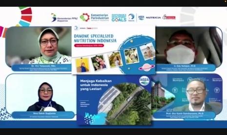 Peluncuran laporan berkelanjutan dua tahunan Danone Indonesia secara daring di Jakarta, Senin (20/12).