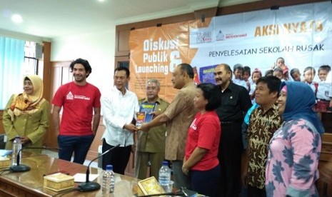 Peluncuran road map penyelesaian sekolah rusak di Bogor yang berlangusung Kantor Bupati Bogor, di Cibinong, Jawa Barat, Senin (28/8). 