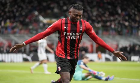 Pemain AC Milan Rafael Leao. Malam ini akan digelar pertandingan AC Milan versus Atalanta pada giornata 37 Serie A Liga Italia 2021/2022. 