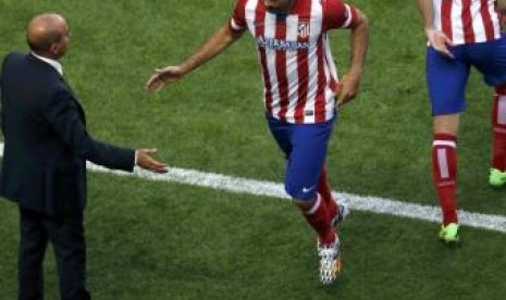 Pemain Atletico Madrid Diego Costa saat pertandingan Liga Champions.