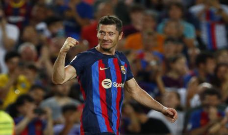 Penyerang timnas Polandia Robert Lewandowski yang kini membela Barcelona.