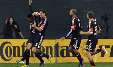 Pemain DC United melakukan selebrasi dalam salah satu laga Major League Soccer (MLS). 