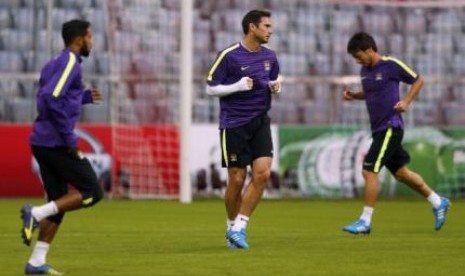 Pemain Manchester City, Frank Lampard tengah mengikuti sesi latihan jelang laga grup E Bayern Muenchen Vs Manchester City.