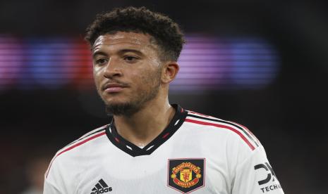 Pemain sayap Manchester United, Jadon Sancho. Sancho kemungkinan akan menjadi starter saat Man United melawan Leeds United pada Kamis (9/2/2023) dinihari WIB.