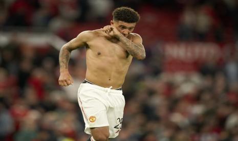 Pemain Manchester United Jadon Sancho. Pemain muda MU ini belum menemukan sentuhannya di MU.