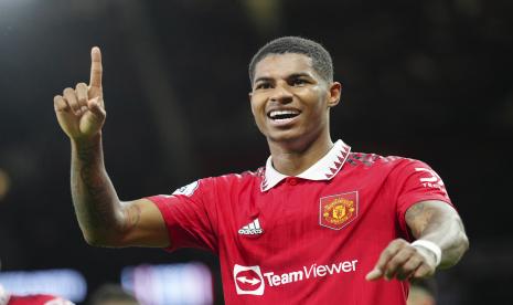  Pemain Manchester United (MU) Marcus Rashford.