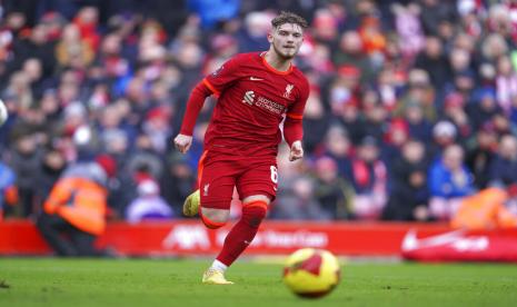 Pemain muda Liverpool Harvey Elliott saat tampil membela timnya di Piala FA 2021/2022 melawan Cardiff City akhir pekan lalu.