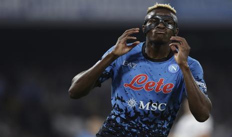 Striker Napoli Victor Osimhen. Sejumlah klub Eropa, termasuk Manchester United, tertarik mendapatkan jasa Osimhen.