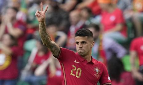 Pemain Portugal Joao Cancelo yang kini membela Bayern Muenchen. 