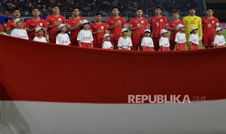 Pemain Timnas Indonesia pada pertandingan grup B Piala AFF 2024 melawan Laos di Stadion Manahan, Solo, Kamis (12/12/2024).