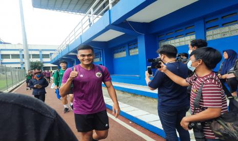 Pemain timnas Indonesia, Rachmat Irianto di Stadion Sidolig, Kota Bandung, Jumat (27/5/2022). 