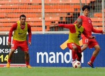 Pemain Timnas Indonesia saat melakukan latihan.