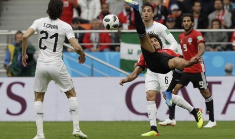 Pertandingan grup A Piala Dunia 2018 antara Mesir vs Uruguay di Yekaterinburg Arena, Yekaterinburg, Rusia, Jumat (15/6)