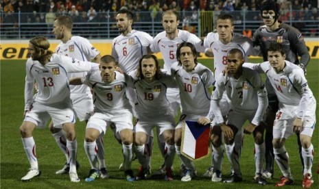  Pemain timnas Republik Cheska saat akan melakoni leg kedua lawan Montenegro di Podgorica, Montenegro, beberapa waktu lalu. 