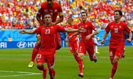 Pemain timnas Swiss yang juga seorang Muslim, Xherdan Shaqiri.