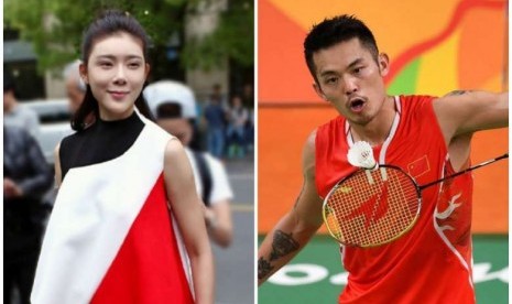 Pemain top bulu tangkis Cina, Lin Dan (kanan) dan perempuan yang diduga teman selingkuhnya, Zhao Yaqi (kiri).