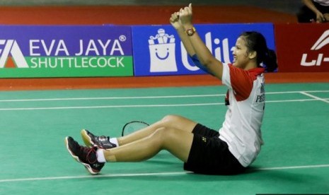 Pemain tunggal ketiga Tim Putri U-17 Djarum Kudus yang menjadi penentu kemenangan, Aisha Galuh Maheswari