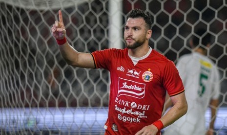 Penyerang Persija Jakarta Marko Simic menyumbang satu gol dalam laga semifinal Piala Gubernur Jatim.