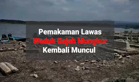 Pemakaman lawas yang terlihat kembali imbas surutnya air Waduk Gajah Mungkur (WGM) di Wuryantoro, Wonogiri, Jawa Tengah, Jumat (15/9/2023).