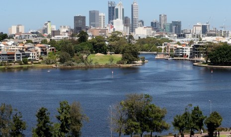 Pemandangan di Swan River, salah satu sudut populer Kota Perth di Australia Barat.