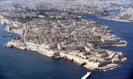 Pemandangan Kota Valletta, Malta, dari udara.