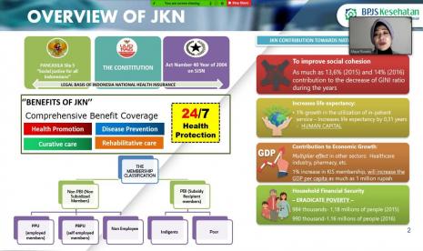 Pemantauan kualitas layanan bagi pasien Jaminan Kesehatan Nasional-Kartu Indonesia Sehat (JKN-KIS) harus dilakukan secara menyeluruh, termasuk memastikan proses pelayanan kesehatan berjalan sesuai standar yang ditetapkan serta menjamin keselamatan pasien. Untuk itu perlu dilakukan upaya dan strategi melalui sistem kendali mutu dan kendali biaya. Hal tersebut diungkapkan Direktur Jaminan Pelayanan Kesehatan BPJS Kesehatan, Maya Amiarny Rusady saat menjadi pembicara dalam kegiatan forum pertemuan ilmiah internasional Healthcare Summit 2020, Jumat (6/11). 