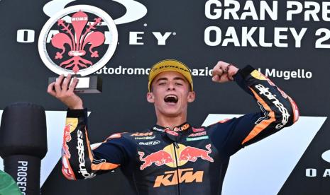 Pembalap Moto2 KTM Pedro Acosta yang digadang-gadang jadi penerus Marc Marquez.